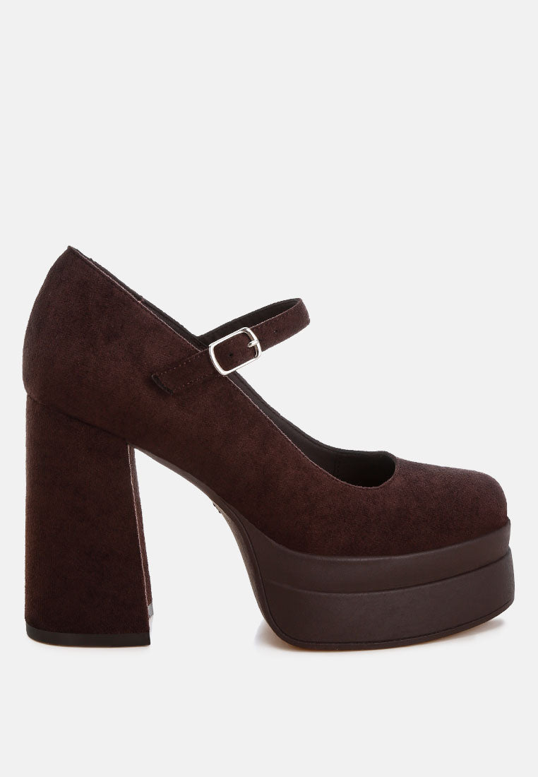 kenny chunky buckle strap heels#color_brown
