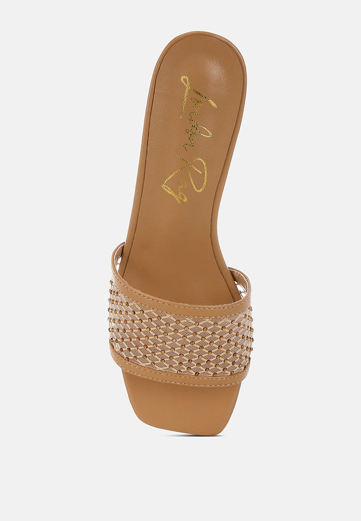 rhinestone studded slip-on heels by ruw#color_beige