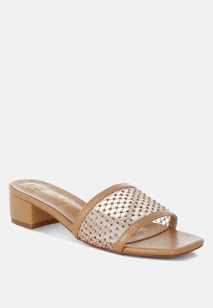 rhinestone studded slip-on heels by ruw#color_beige