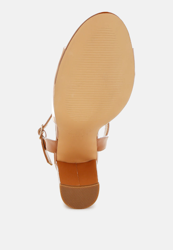 tinted clear strap block heel sandals by ruw#color_tan