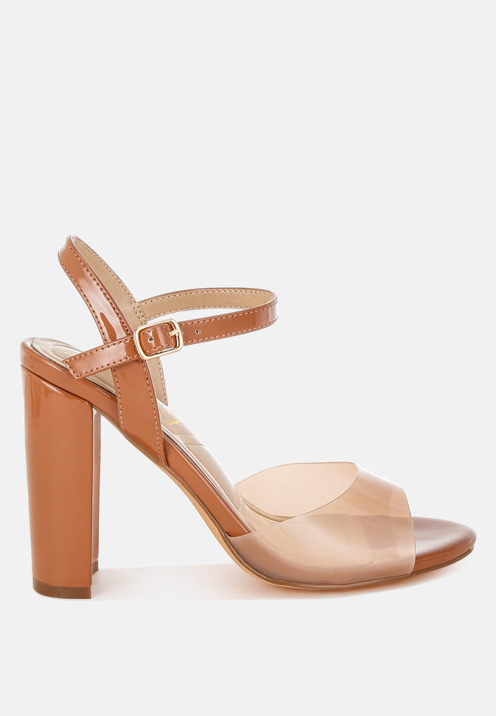 tinted clear strap block heel sandals by ruw#color_tan