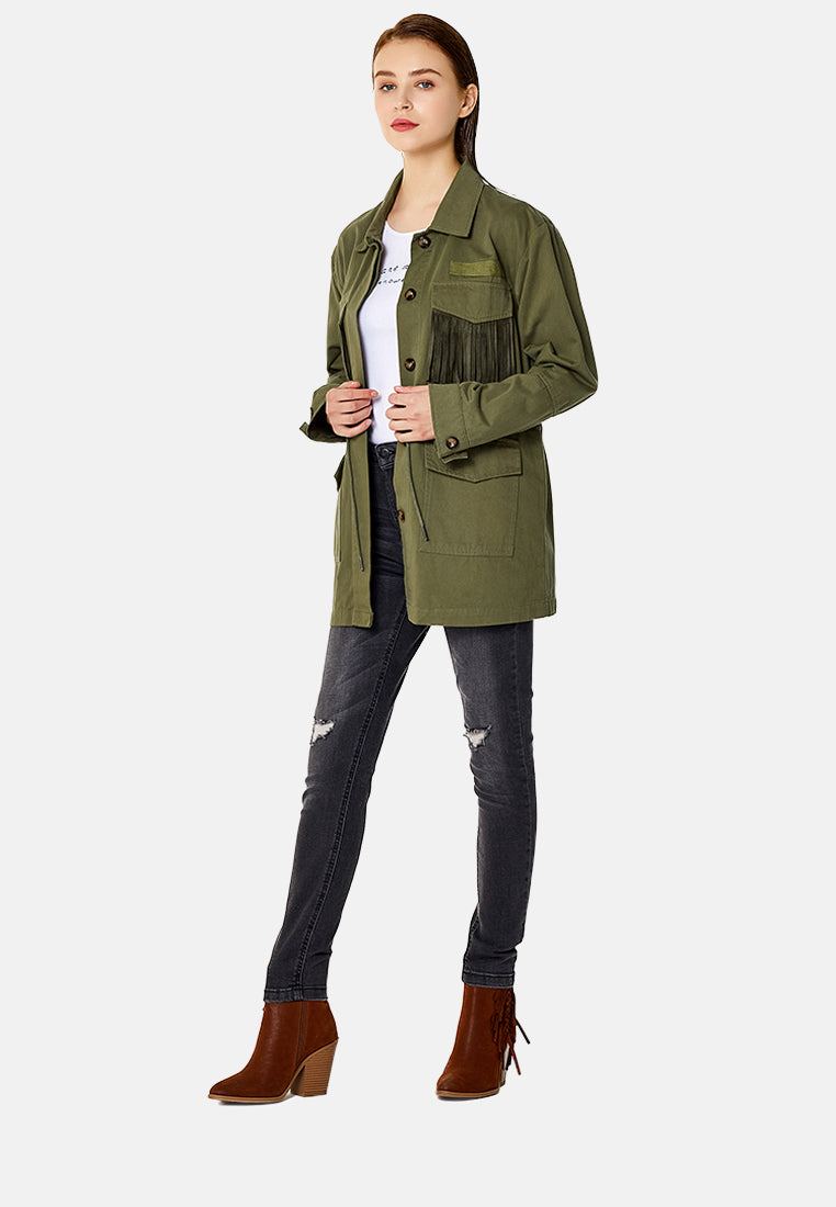 cotton women's jacket with frills#color_khaki