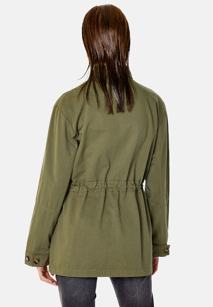 cotton women's jacket with frills#color_khaki
