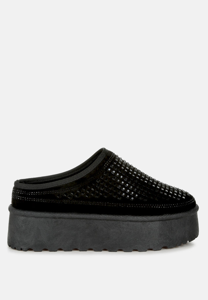 rhinestones embellished platform classic slip-on by ruw#color_black
