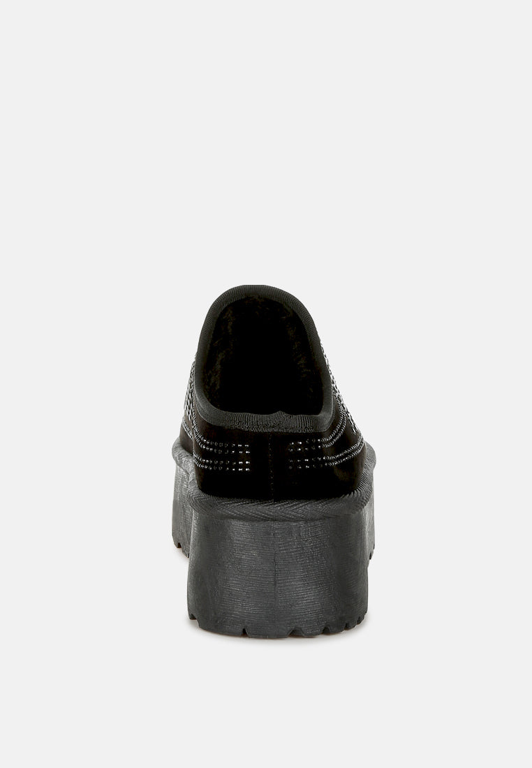 rhinestones embellished platform classic slip-on by ruw#color_black