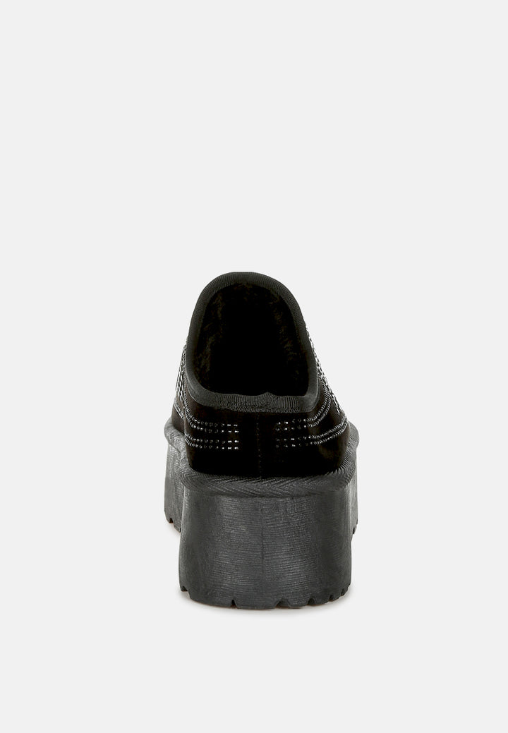 rhinestones embellished platform classic slip-on by ruw#color_black