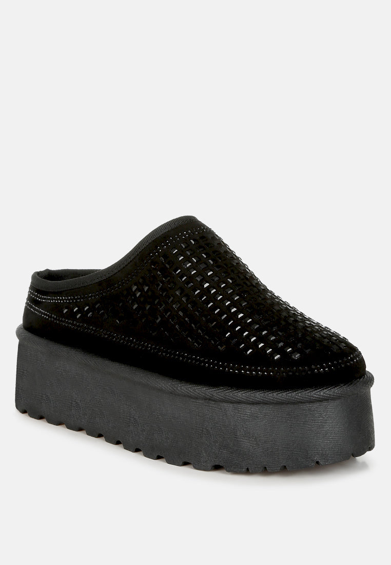 rhinestones embellished platform classic slip-on by ruw#color_black