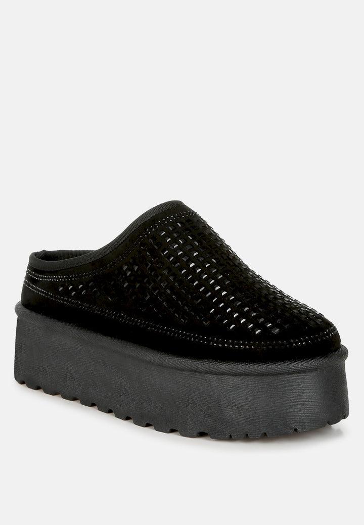 rhinestones embellished platform classic slip-on by ruw#color_black