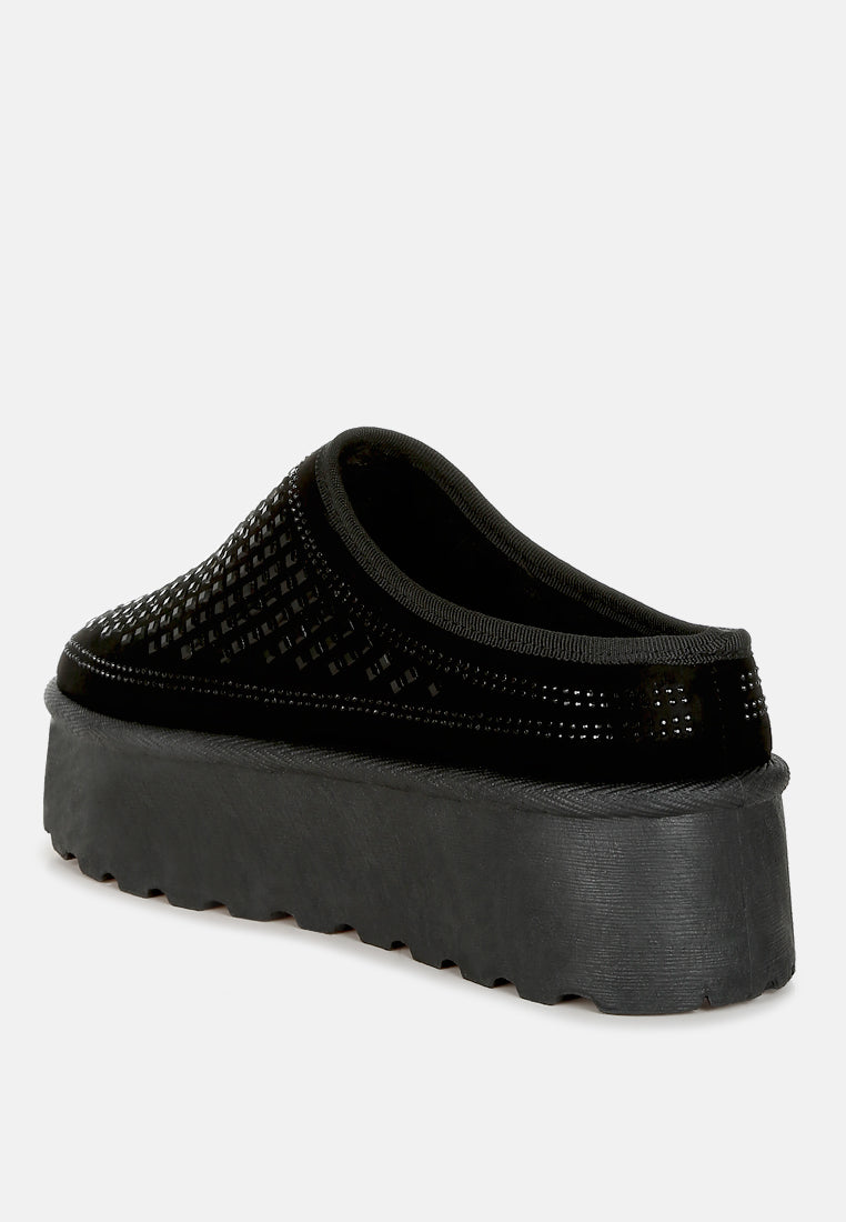 rhinestones embellished platform classic slip-on by ruw#color_black