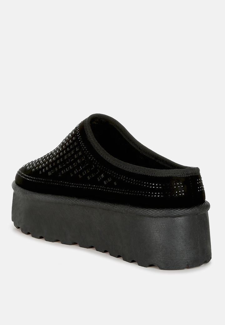 rhinestones embellished platform classic slip-on by ruw#color_black