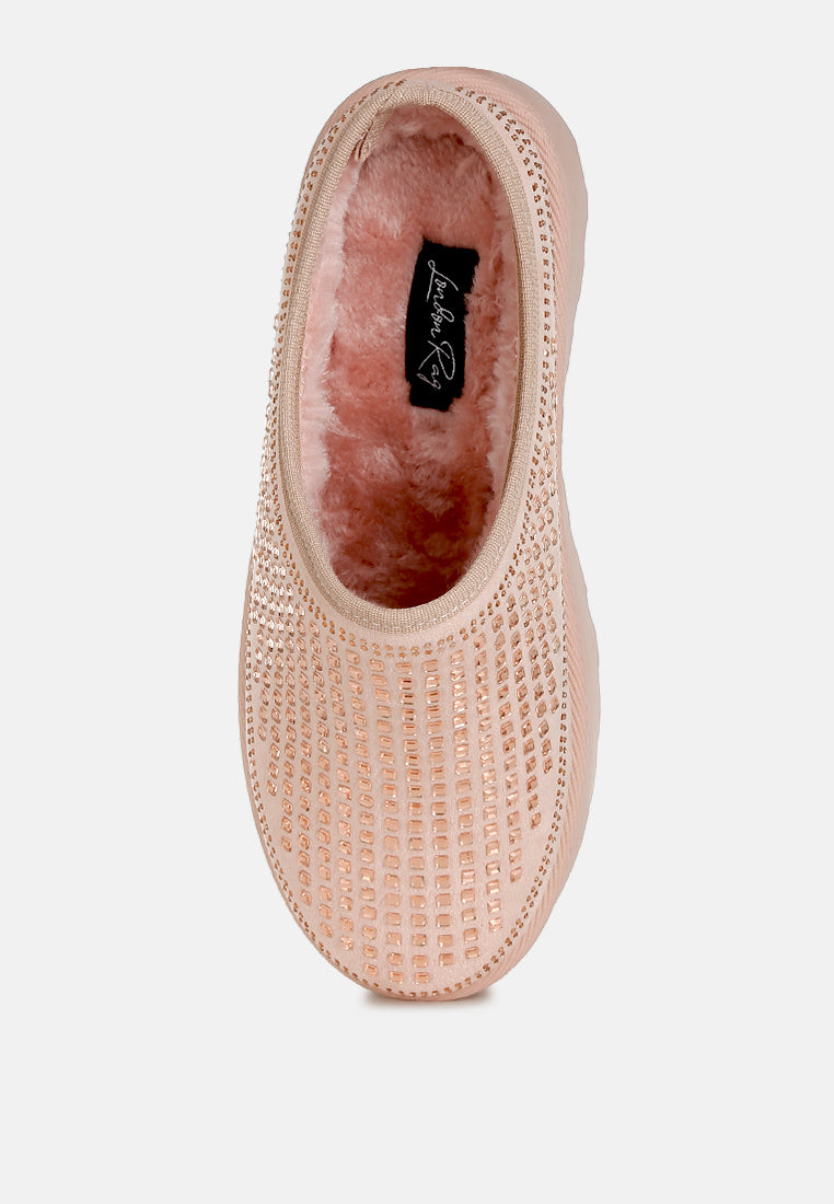 rhinestones embellished platform classic slip-on by ruw#color_pink