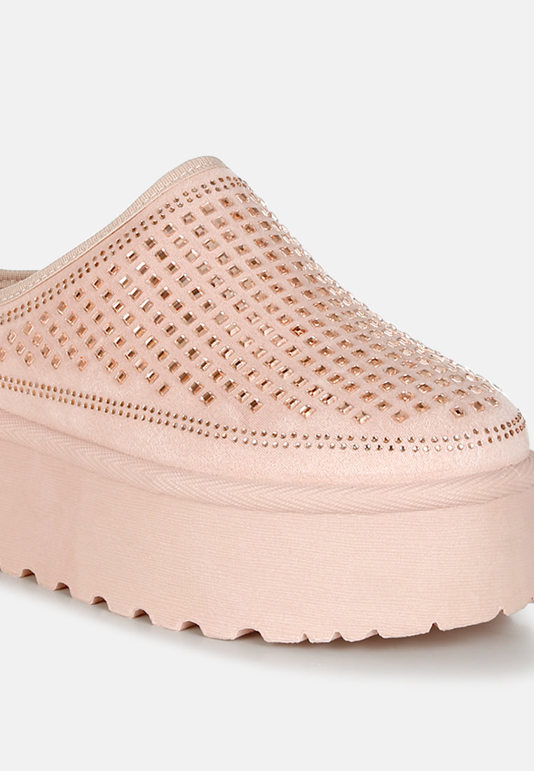 rhinestones embellished platform classic slip-on by ruw#color_pink