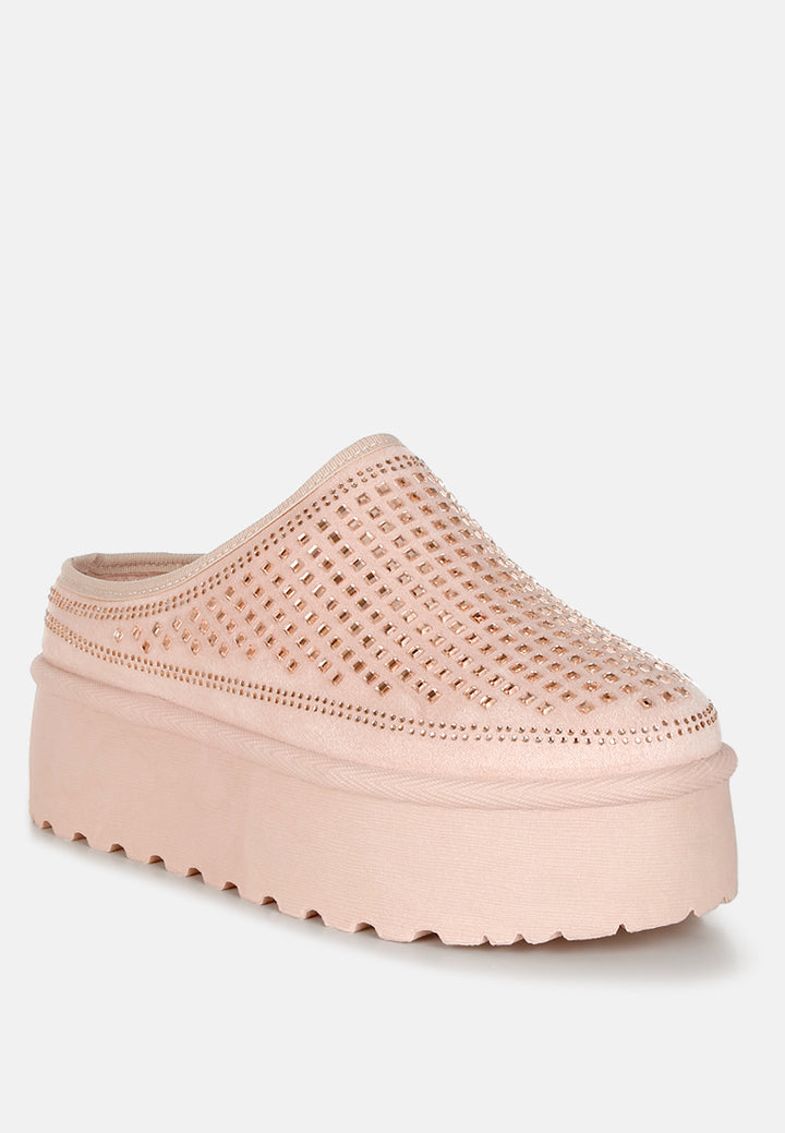 rhinestones embellished platform classic slip-on by ruw#color_pink