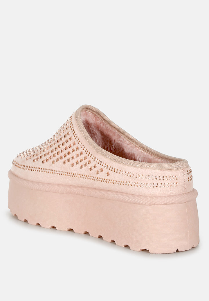 rhinestones embellished platform classic slip-on by ruw#color_pink