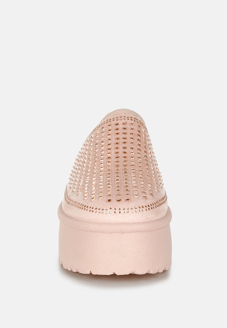 rhinestones embellished platform classic slip-on by ruw#color_pink