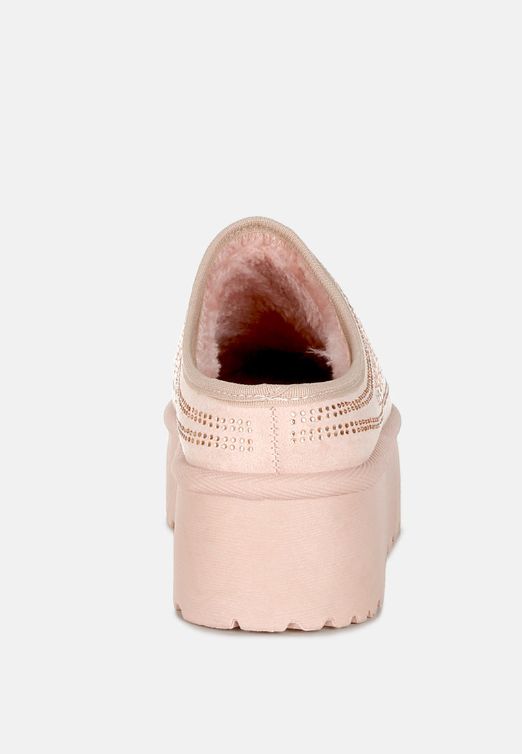 rhinestones embellished platform classic slip-on by ruw#color_pink