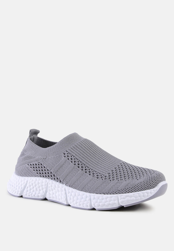 kids chunky grey knitted sneakers#color_grey