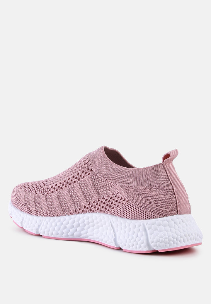 kids chunky grey knitted sneakers#color_pink