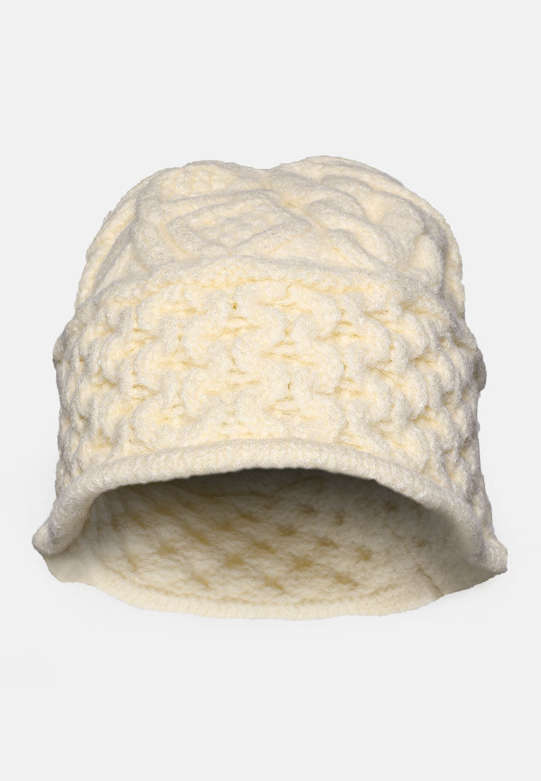 knit bucket hat#color_white