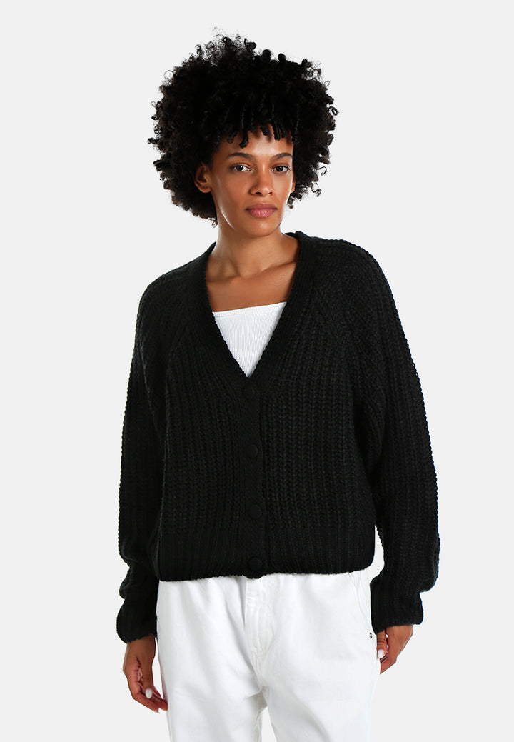 knitted button up cardigan#color_black