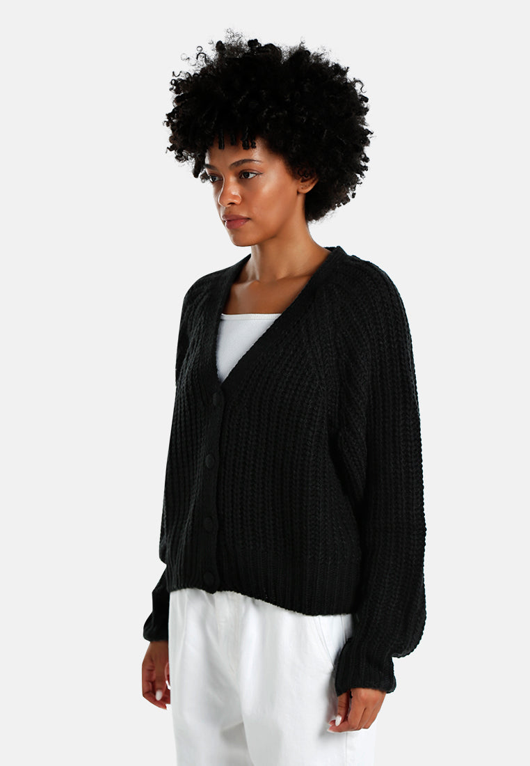 knitted button up cardigan#color_black