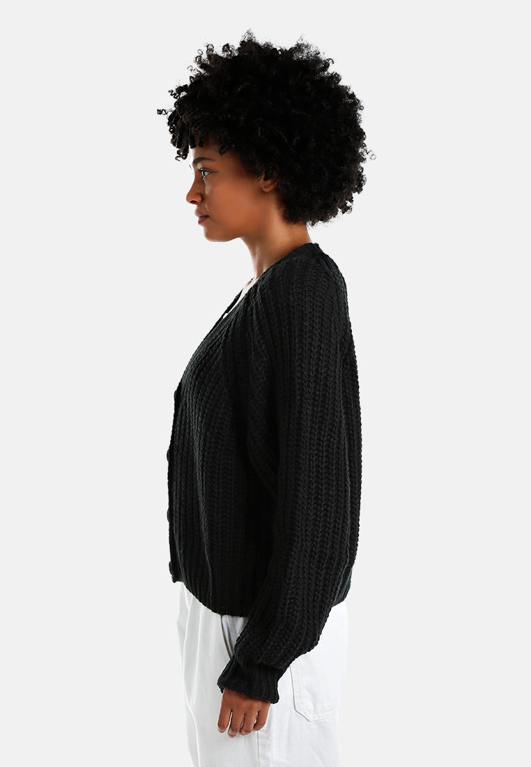 knitted button up cardigan#color_black