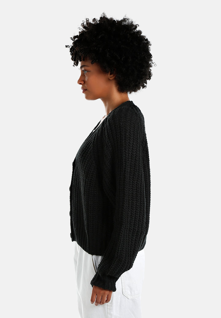 knitted button up cardigan#color_black