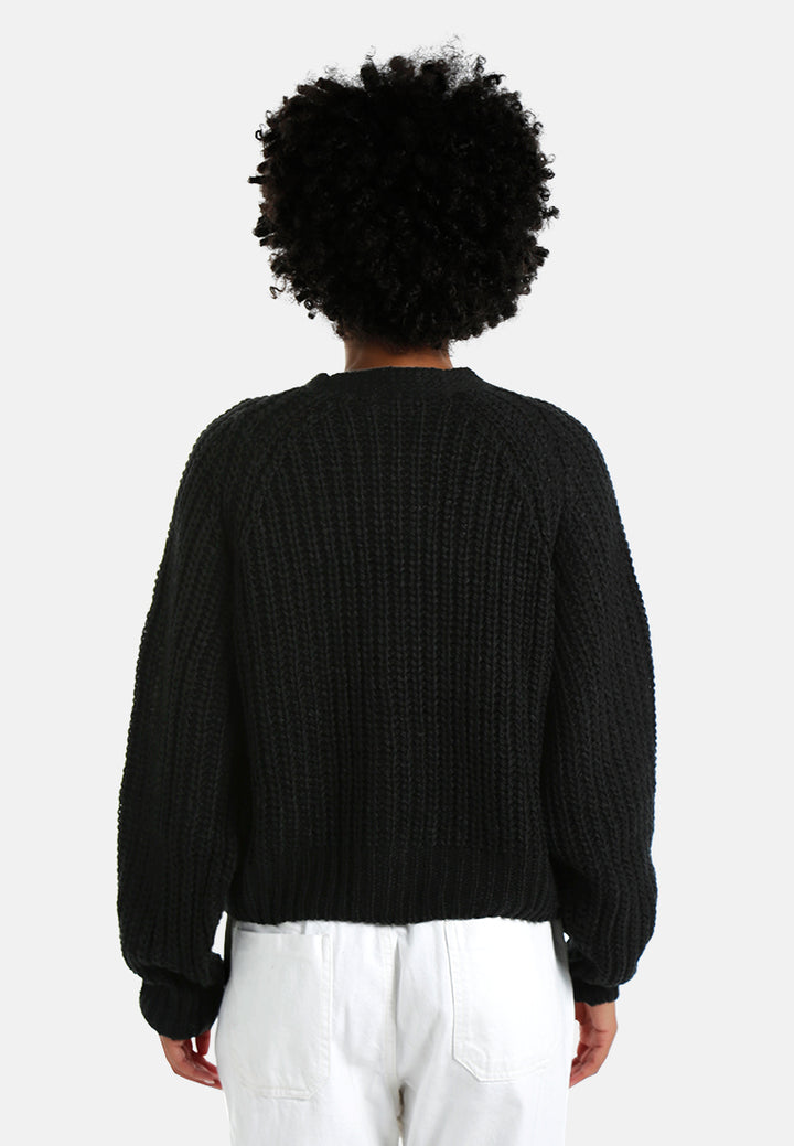 knitted button up cardigan#color_black