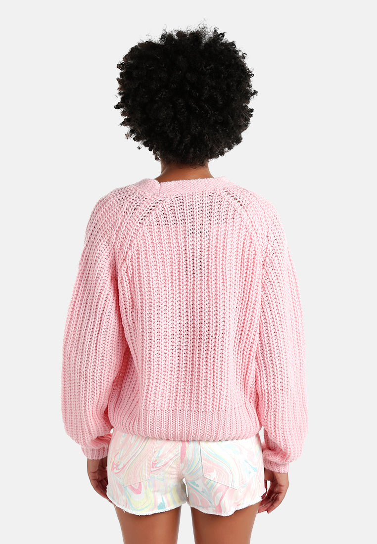 knitted button up cardigan#color_pink