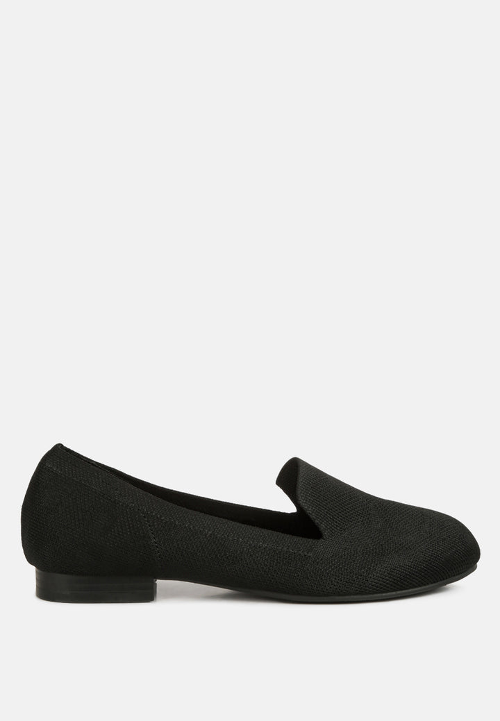 knitted flat heel loafers#color_black