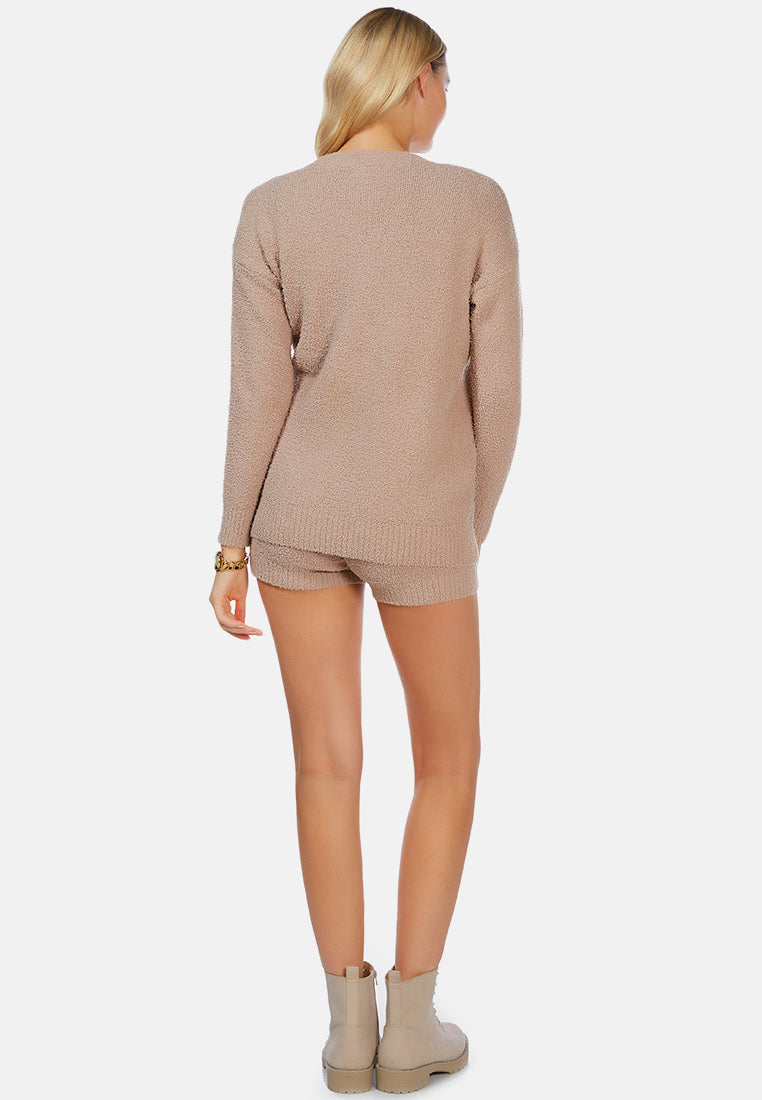 knitted full sleeve cardigan#color_mocha