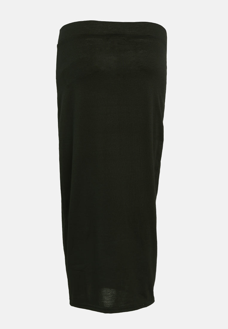 knitted long tube skirt#color_black