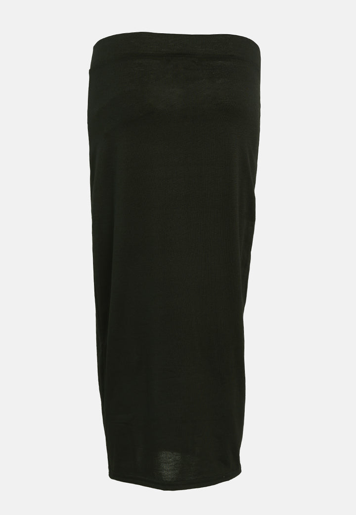 knitted long tube skirt#color_black