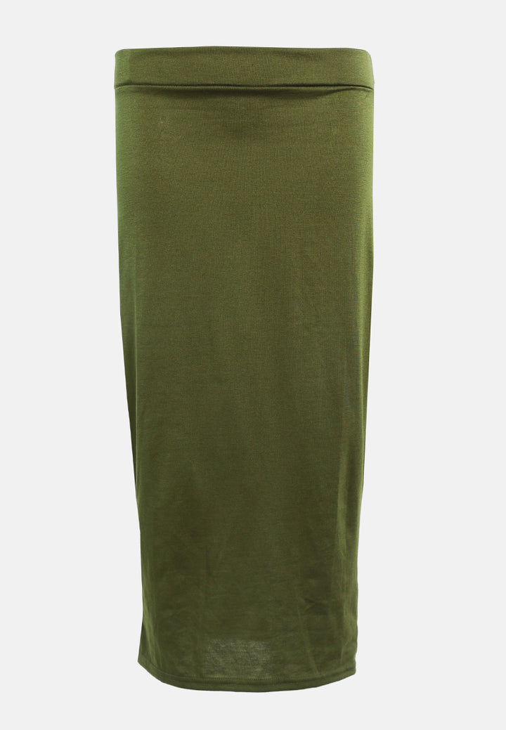 knitted long tube skirt#color_olive