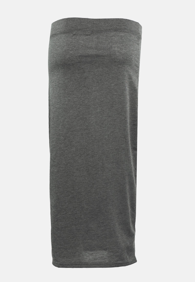 knitted long tube skirt#color_grey