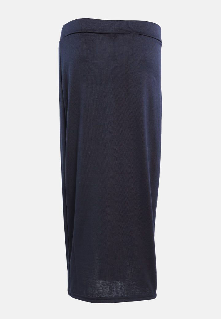 knitted long tube skirt#color_navy