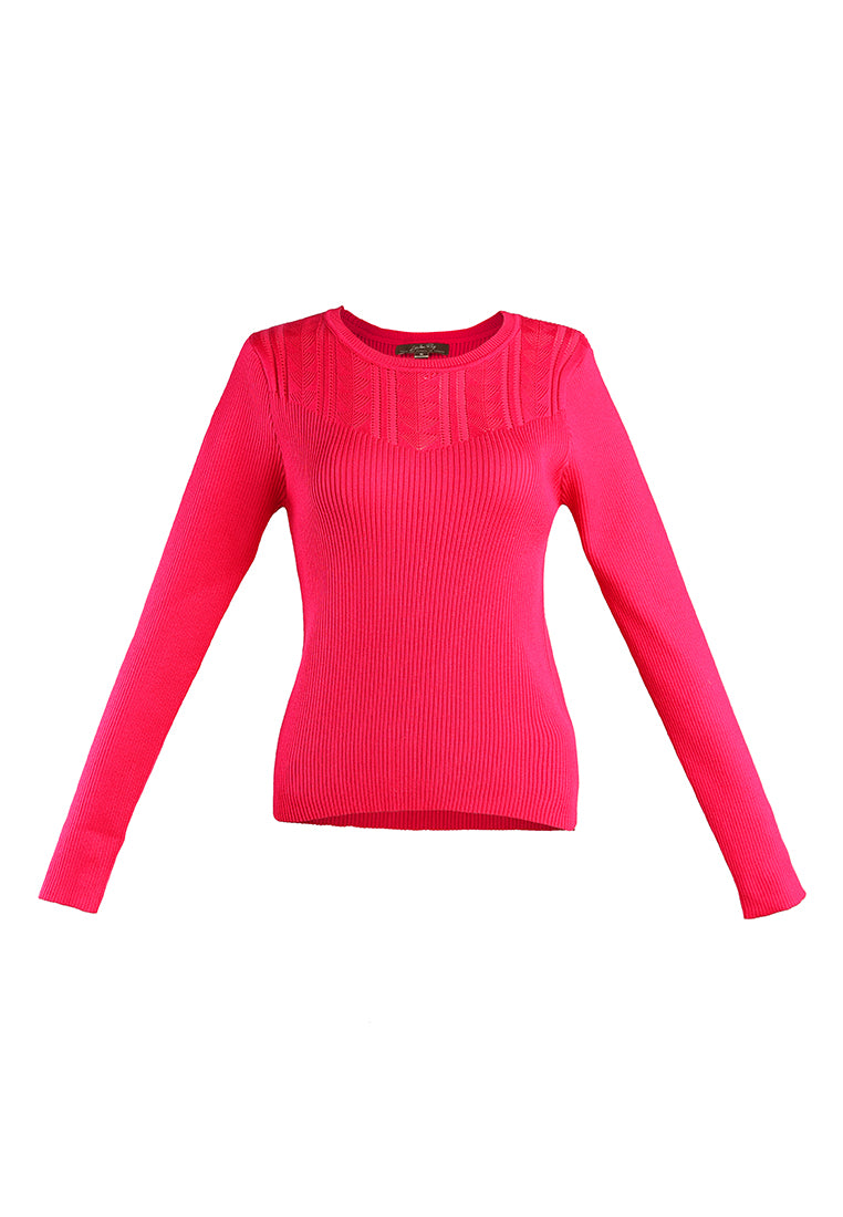 knitted pattern sweater top#color_fuchsia