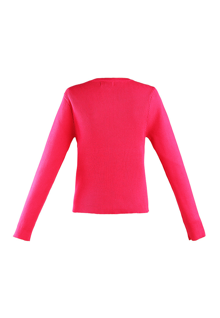 knitted pattern sweater top#color_fuchsia