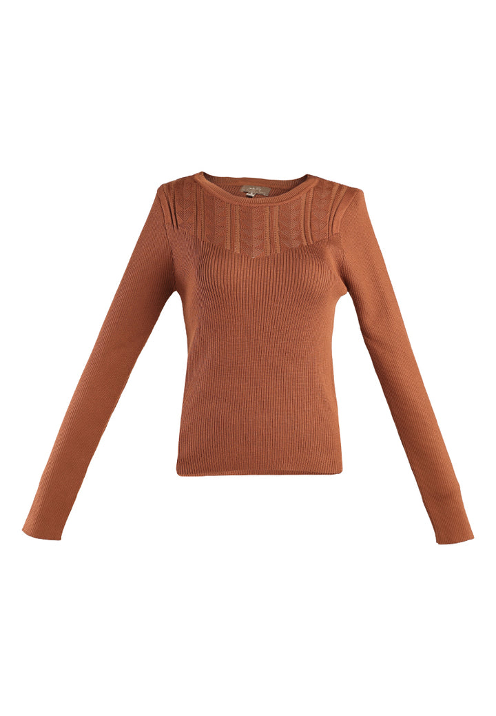 knitted pattern sweater top#color_cognac