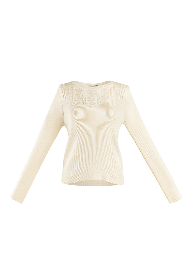 knitted pattern sweater top#color_cream