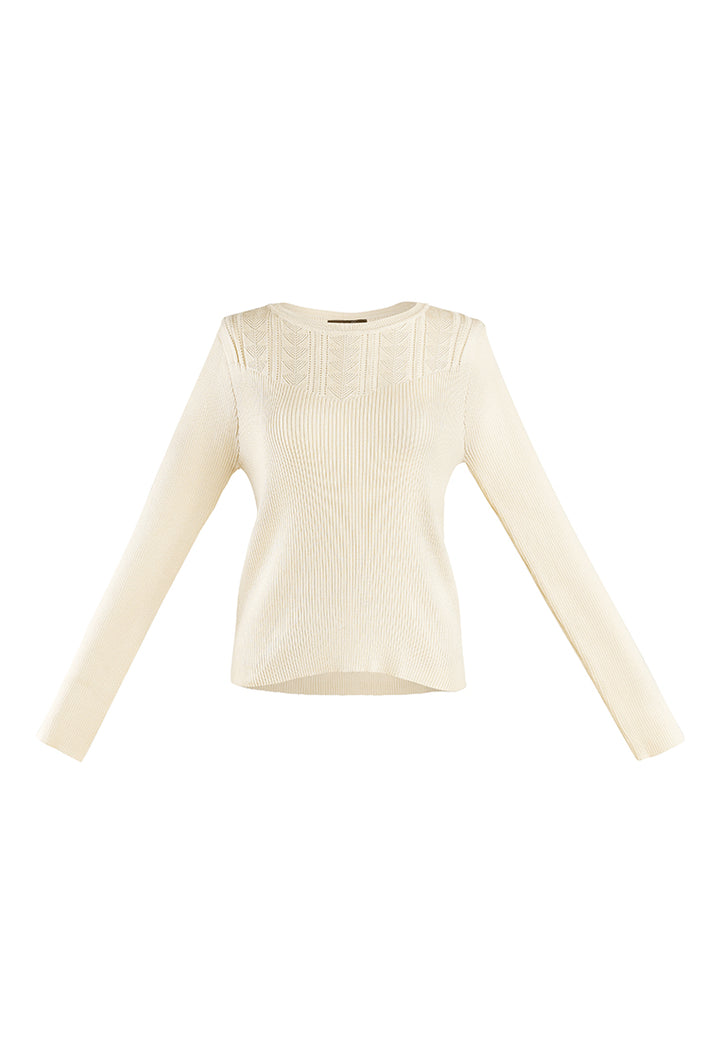 knitted pattern sweater top#color_cream