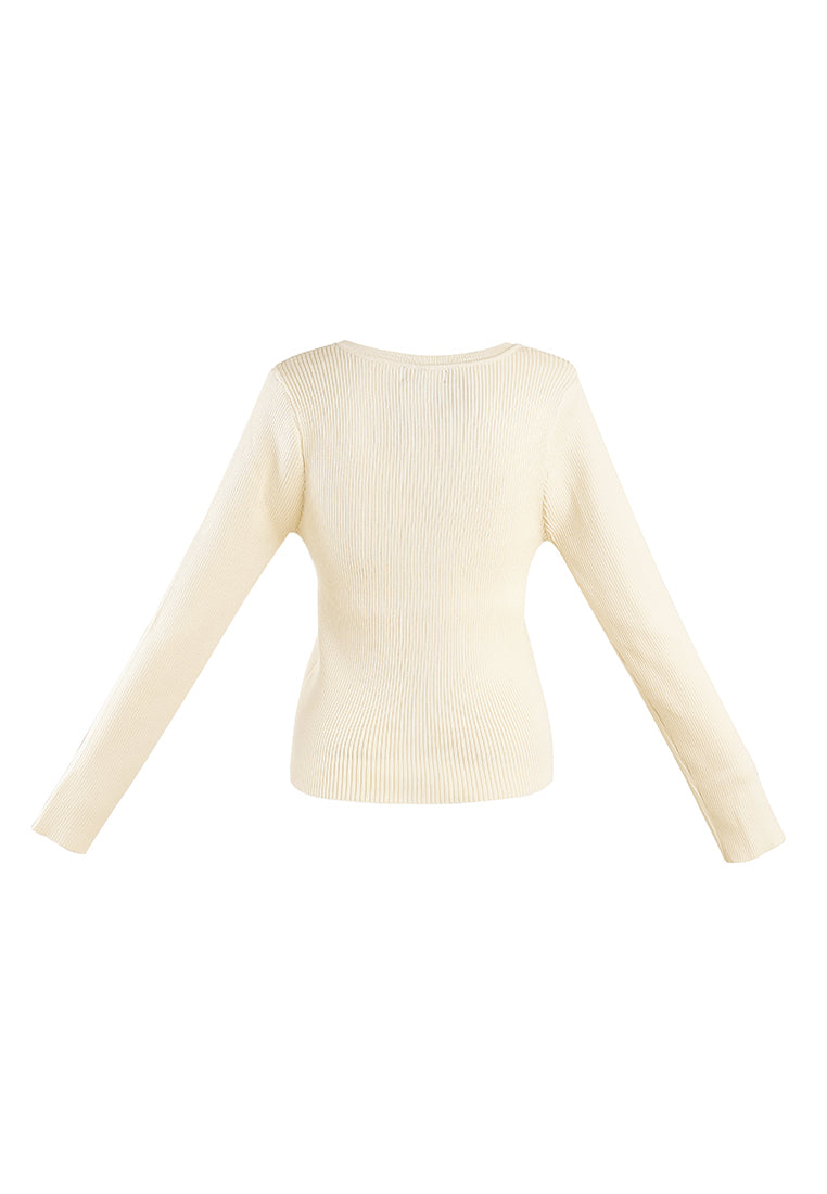 knitted pattern sweater top#color_cream