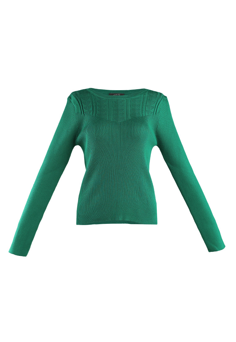 knitted pattern sweater top#color_green