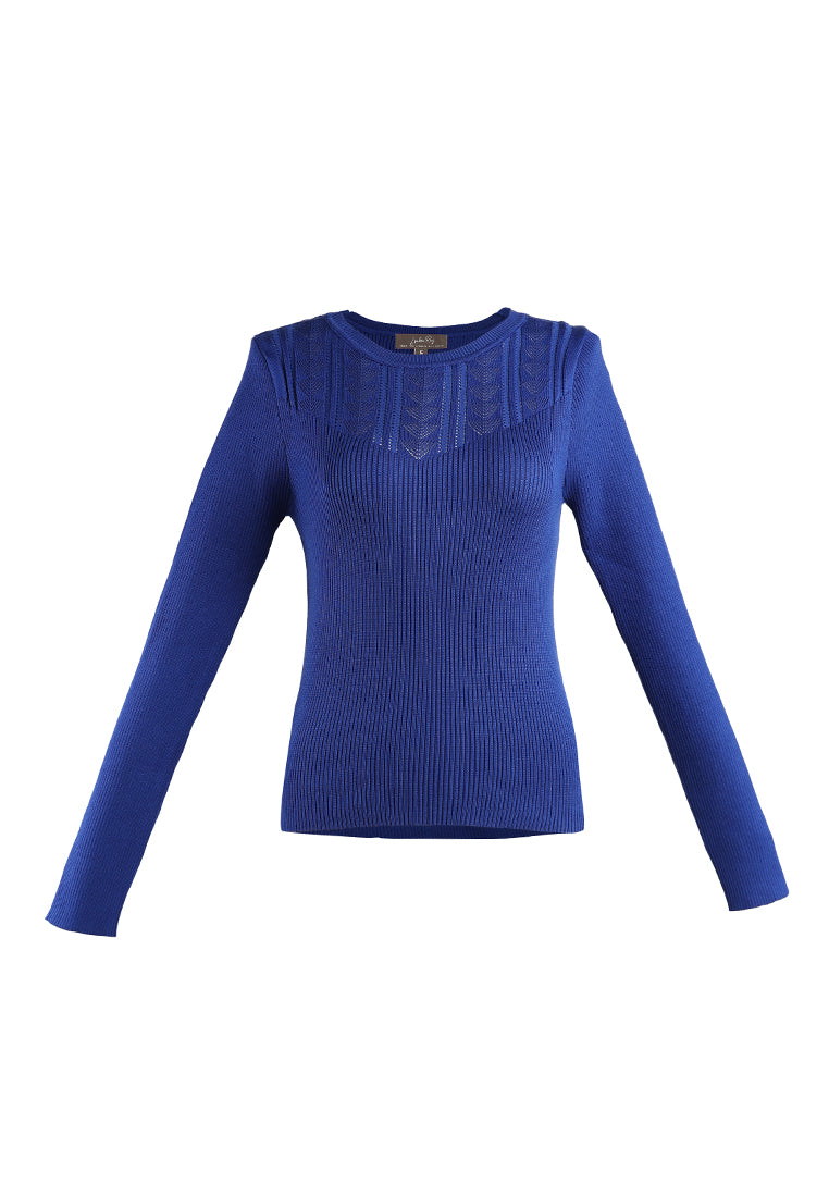 knitted pattern sweater top#color_royal-blue