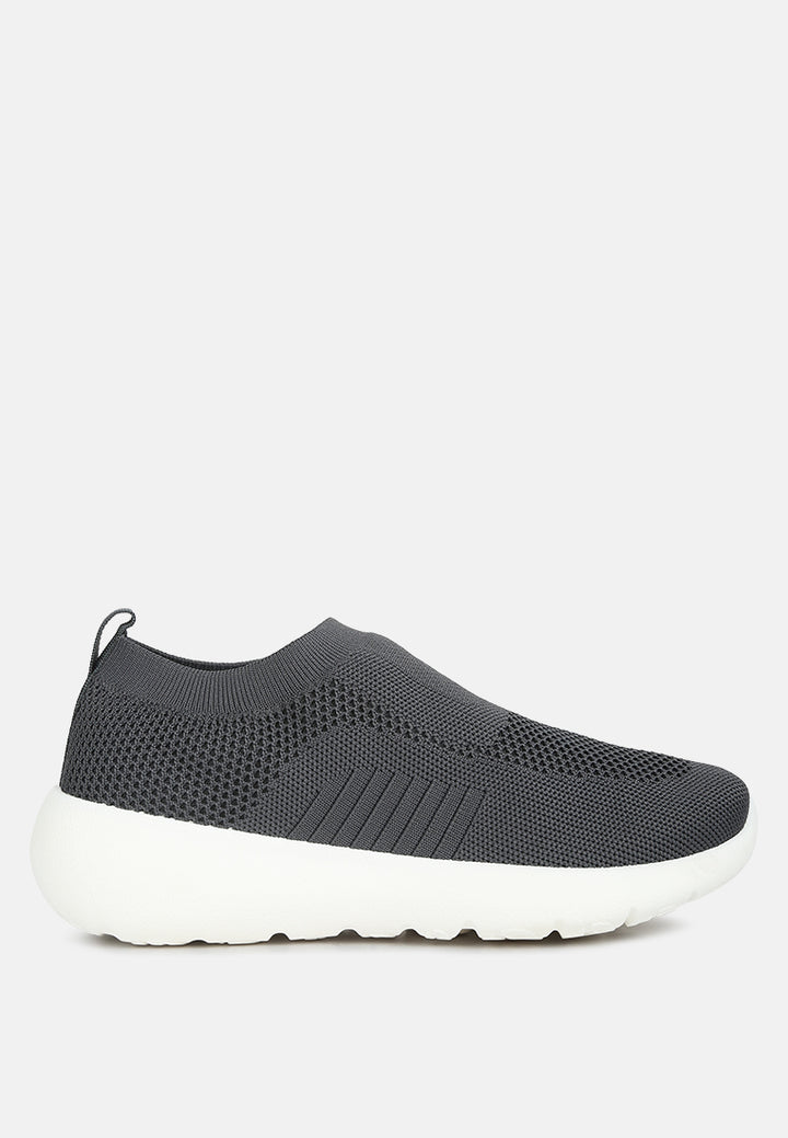 Knitted Slip On Sneakers#color_grey