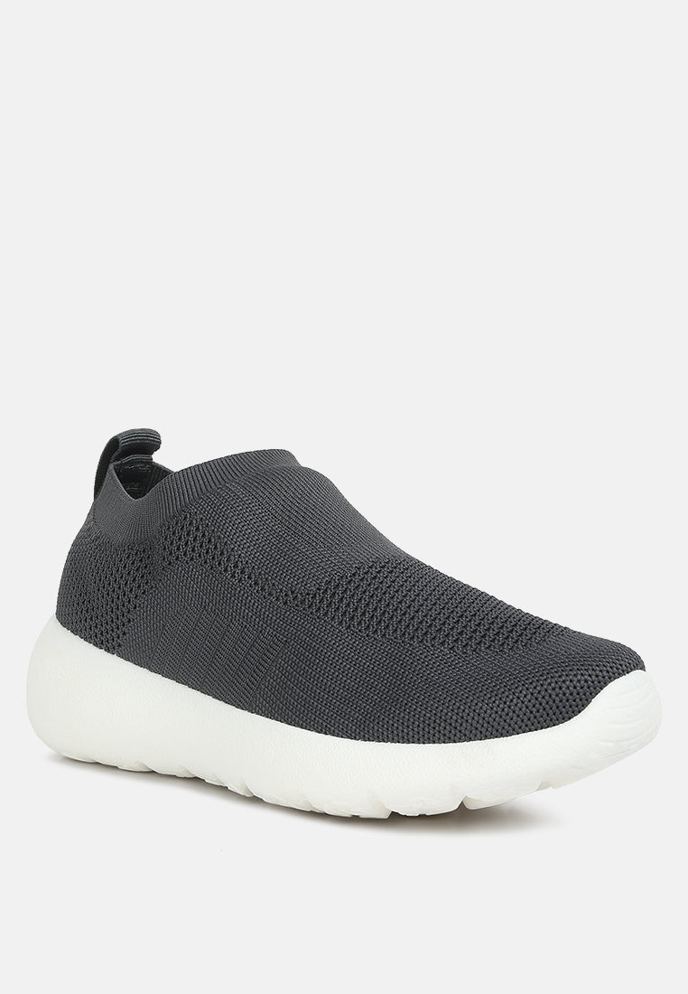 Knitted Slip On Sneakers#color_grey
