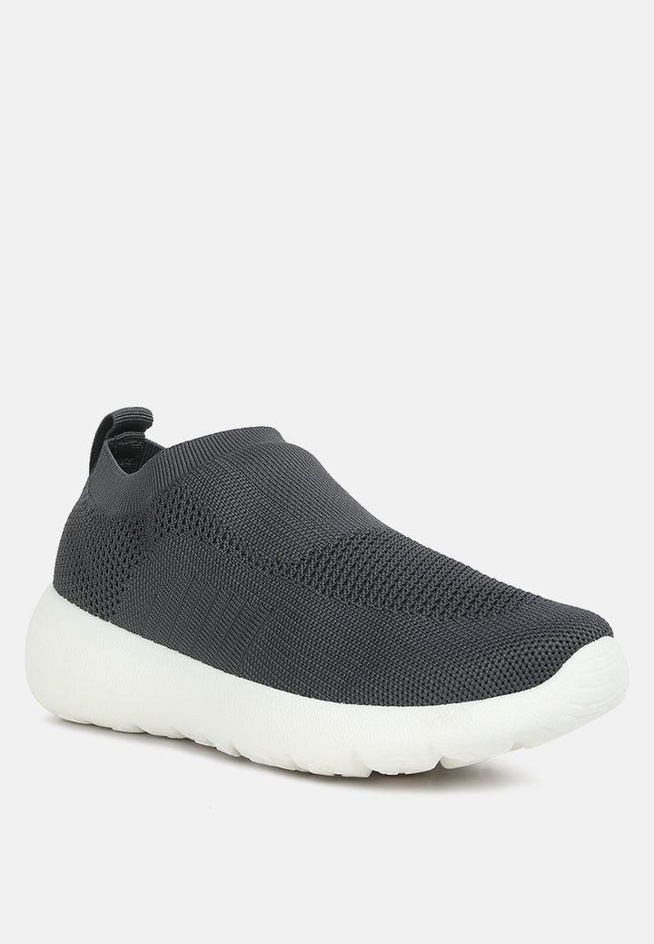 Knitted Slip On Sneakers#color_grey