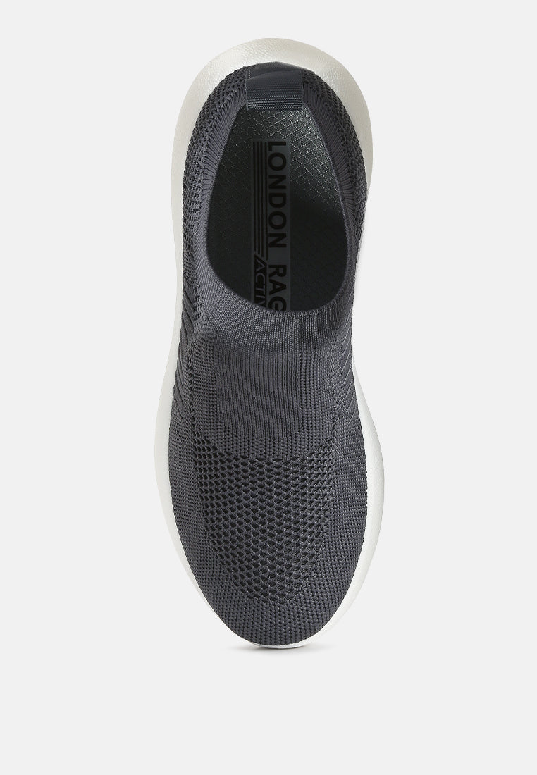 Knitted Slip On Sneakers#color_grey