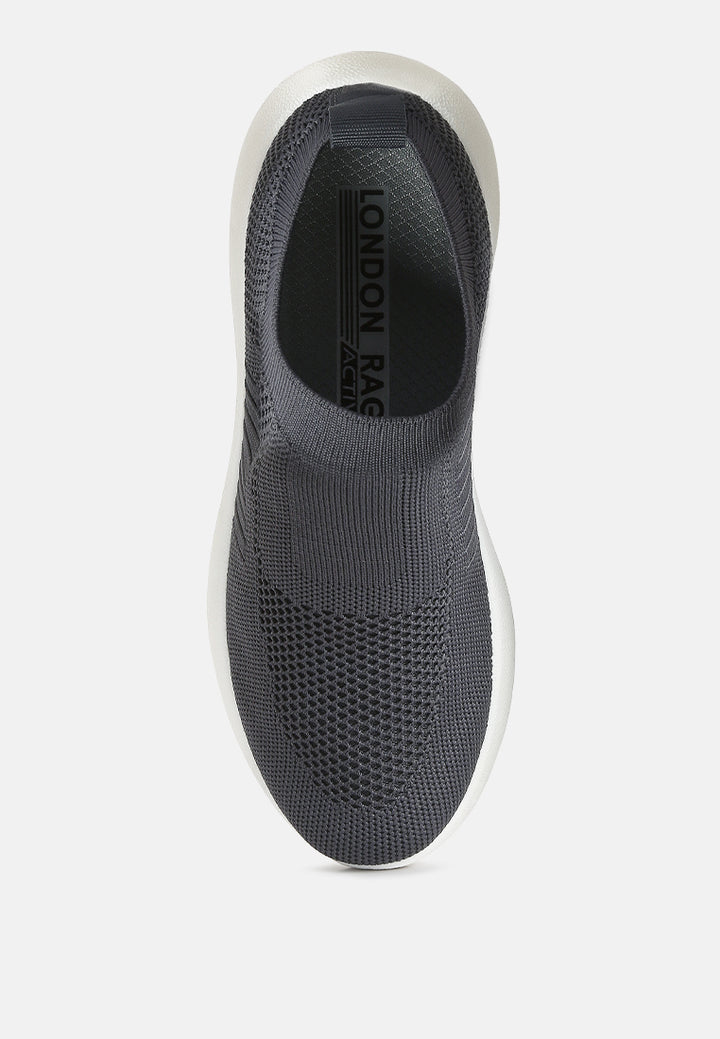 Knitted Slip On Sneakers#color_grey
