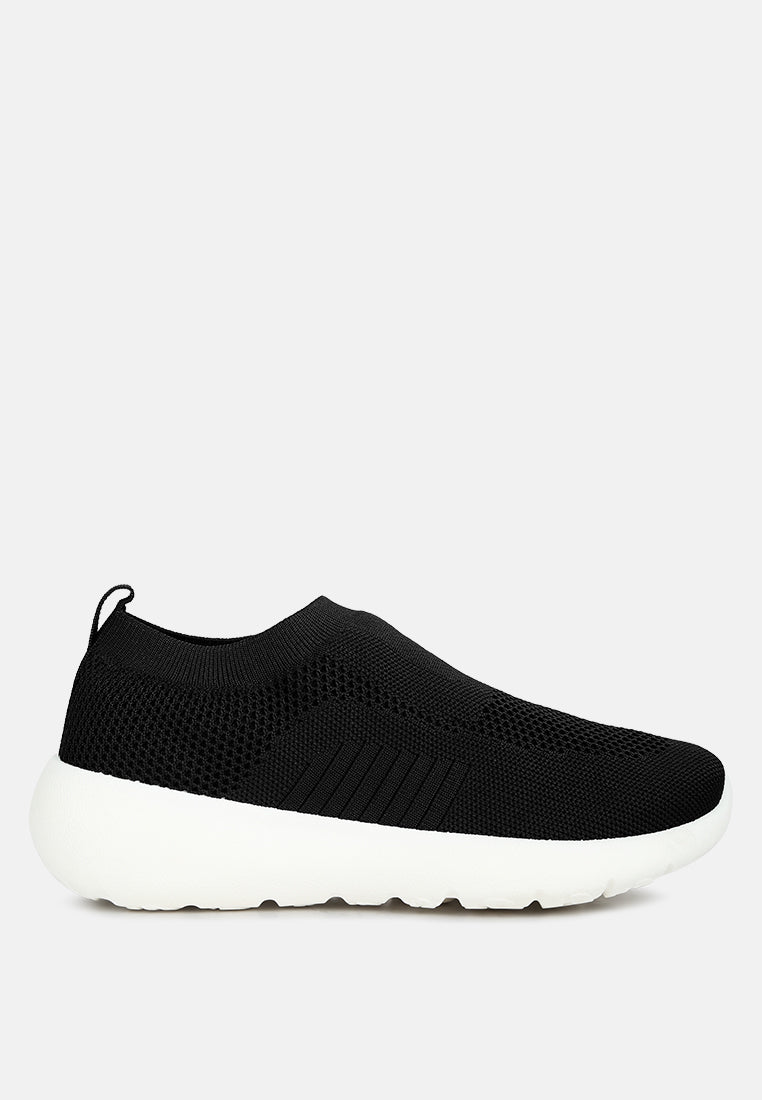 Knitted Slip On Sneakers#color_black